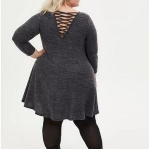 TORRID Gray Super Soft Plush A-Line Grey Swing Dress Pockets Size 0 (12)